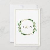 Imitats Golden Wreath Wedding RSVP Card Karte (Rückseite)