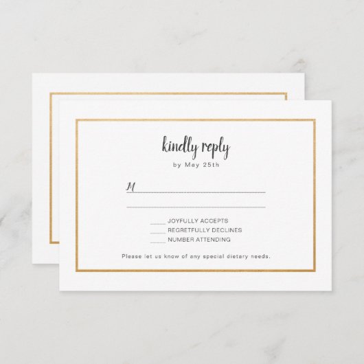 Imitats Goldrahmen Hochzeit RSVP Reaktion (Vorne/Hinten)
