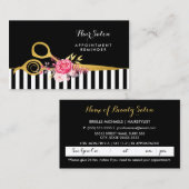 Imitats Goldschere Rosa Blumensalon Ernennung Terminkarte (Vorne/Hinten)