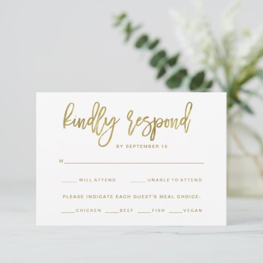 Imitats Goldtypografie | UAwg RSVP Karte (Stehend Vorderseite)