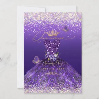 Imitats Hologram Glitzer Lila Dress Quinceanera in Einladung