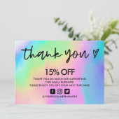 Imitats Holographic Danke Herzmedieneinlage Einladung (Stehend Vorderseite)