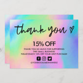 Imitats Holographic Danke Herzmedieneinlage Einladung (Vorne/Hinten)