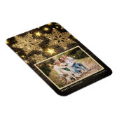 Imitats Holz Gold Glitzer Schneeflocken Foto Weihn Magnet (Rechte Seite)