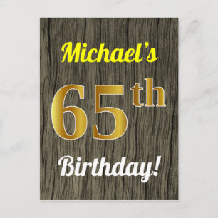 Imitats Holz, Imitats Gold 65. Geburtstag & Indivi Postkarte