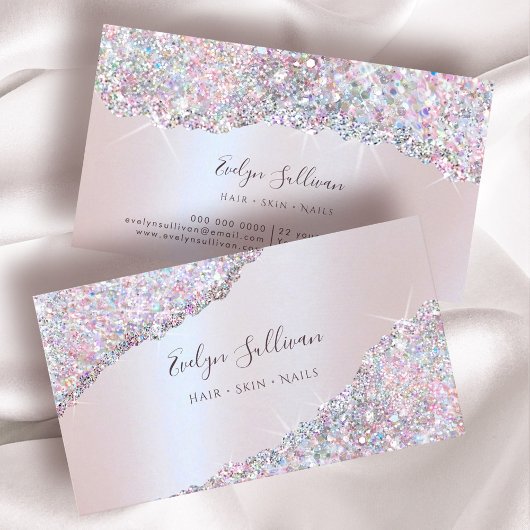 Imitats Iridescent Pink Glitzer Business Card Visitenkarte