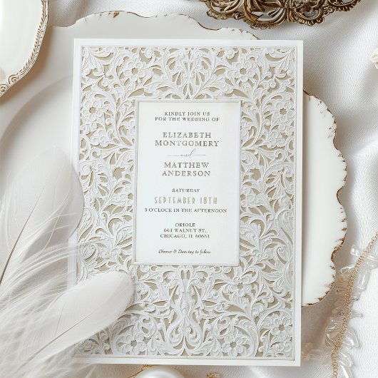 Imitats Ivory Lace Wedding Einladung