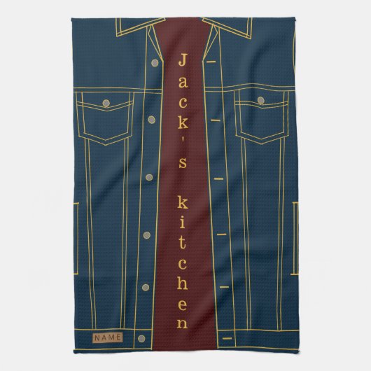Imitats Jeans Jacket Kitetücher Individuelle Name Geschirrtuch (Vertikal)