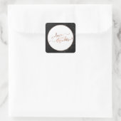 Imitats Kopper Liebe und dank Script mit schwarzem Quadratischer Aufkleber (Tasche)