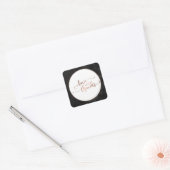 Imitats Kopper Liebe und dank Script mit schwarzem Quadratischer Aufkleber (Umschlag)