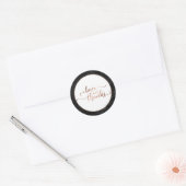 Imitats Kopper Liebe und dank Script mit schwarzem Runder Aufkleber (Umschlag)