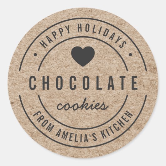 Imitats Kraft Homemade Goods Kitchen Happy Holiday Runder Aufkleber (Vorderseite)