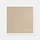 Imitats Kraft Monogram Einfache rustikale Hochzeit Serviette (Vorderseite)