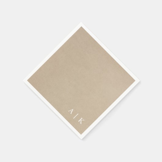 Imitats Kraft Monogram Einfache rustikale Hochzeit Serviette (Ecke)
