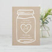 Imitats Kraft Papier rustikale Mason Glas Save the Date (Stehend Vorderseite)