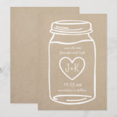 Imitats Kraft Papier rustikale Mason Glas Save the Date (Vorne/Hinten)