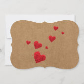 Imitats Kraft Red Hearts Valentines Liebe und Dank Einladung (Rückseite)
