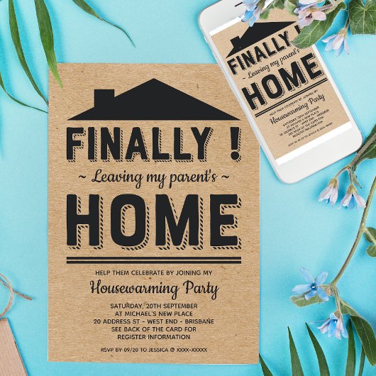 Imitats Kraft Verlasse Eltern Funny Housewarming P Einladung