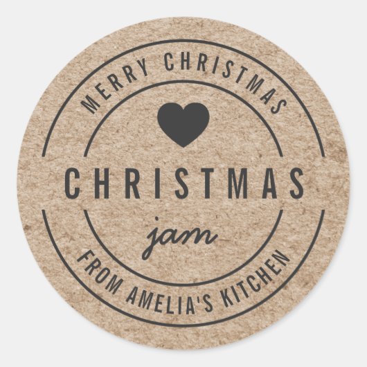 Imitats Kraft Weihnachten Jam Kitchen Frohe Weihna Runder Aufkleber (Vorderseite)
