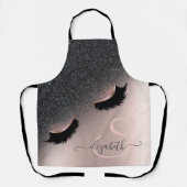 Imitats Lashes Schwarzer Glitzer Ombre Rose Gold Schürze (Vorderseite)