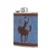 Imitats Leather Cowboy on Horse (Personalisiert) Flachmann (Links)