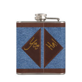 Imitats Leather Cowboy on Horse (Personalisiert) Flachmann (Rückseite)