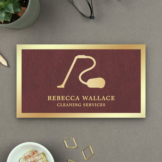 Imitats Leather Gold Vacuum Reinigungs-Services Visitenkarte