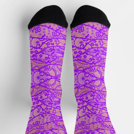 Imitats Lila Lace Fishnet Socken (Oben)