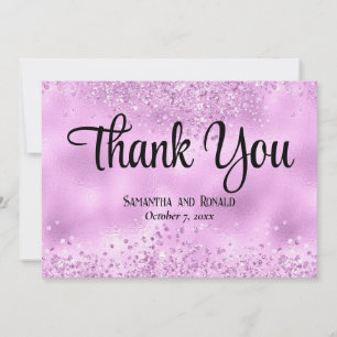 Imitats Lilac Glitzer and Foil Wedding Dankeschön Dankeskarte