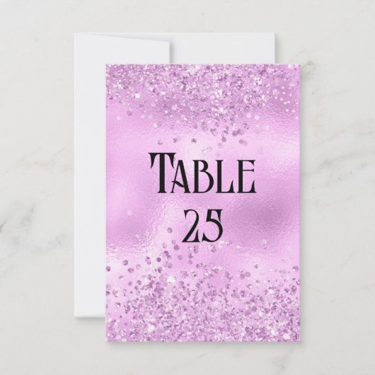 Imitats Lilac Glitzer and Foil Wedding Tischnummer (Vorderseite)
