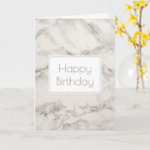Imitats Marble Alabaster in Taupe Happy Geburtstag Karte (Gelbe Blume)