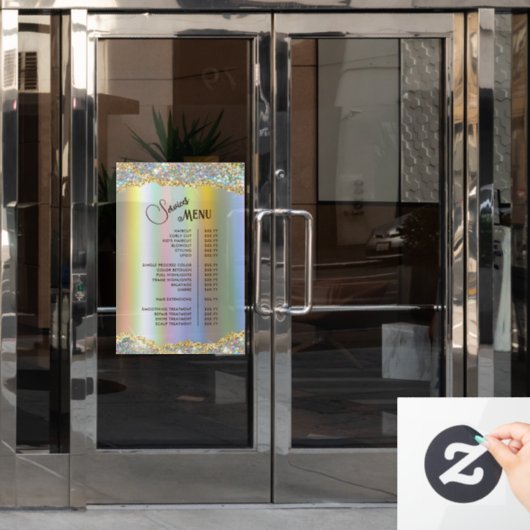 Imitats Menü "Gold Iridescent Glitzer Foil Service Fensteraufkleber (Büro Tür)