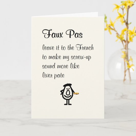 Imitats Pas, ein lustiges Gedicht der Entschuldigu Karte (Gelbe Blume)