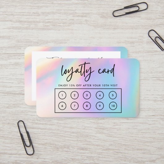 Imitats Pastel Holographic Custom Loyalty Card Visitenkarte (Vorderseite/Rückseite Beispiel)