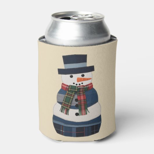 Imitats Patchwork Snowman Holiday Xmas Dosenkühler (Kanne Vorderseite)