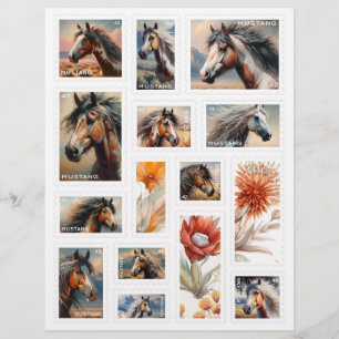 Imitats Postage Briefmarke mit Mustang Horses Fall