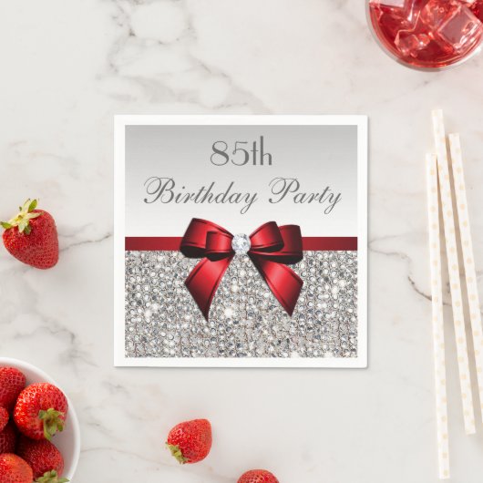 Imitats Red Bow Sequins Diamond Jegliches Alter Ge Serviette (Beispiel)