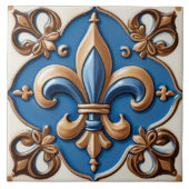 Imitats Relief Blue & Gold Lilie Fliese (Vorderseite)