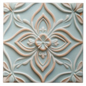 Imitats Relief Minze Blue Blume Boho Floral Fliese (Vorderseite)