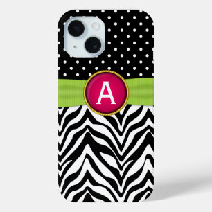 Imitats Ribbon Jewel Zebra Dot Pattern Monogram iPhone 15 Hülle