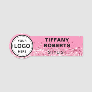 Imitats Rosa Glitzer Firmenlogo Mitarbeiter Namensschild