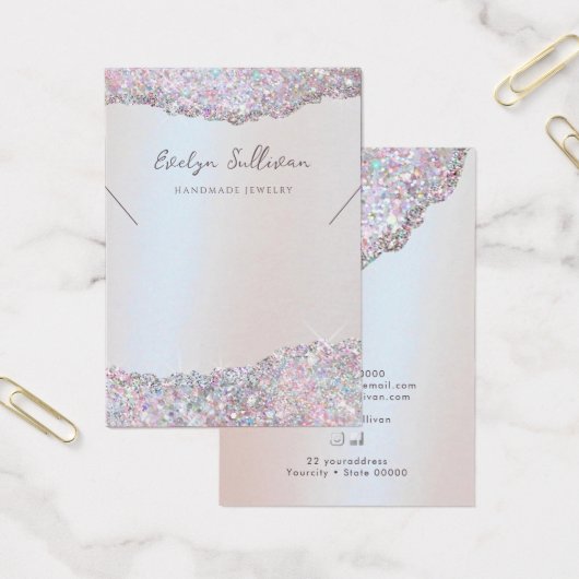 Imitats rosa Glitzer-Folie Halskette Display Karte (Büro)