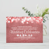 Imitats Rosa Glitzer Saitenleuchten Einladung (Stehend Vorderseite)