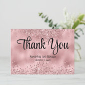 Imitats Rosa Glitzer und Foil Hochzeit Danke Karte (Stehend Vorderseite)