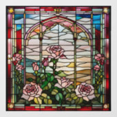 Imitats Rose Garden aus Glas Fensteraufkleber (Blatt)