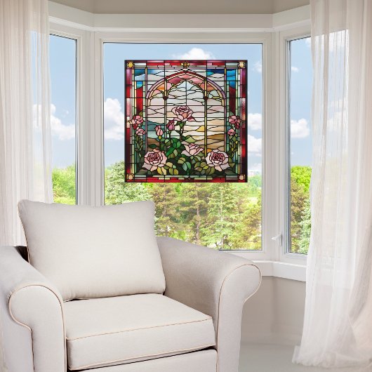 Imitats Rose Garden aus Glas Fensteraufkleber