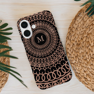 Imitats Rose Gold & Black Intricate Mandala Monogr iPhone 16 Hülle