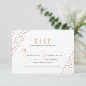 Imitats Rose Gold Confetti Hochzeitsbuffet UAWG RSVP Karte (Stehend Vorderseite)