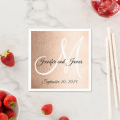 Imitats Rose Gold Elegante Monogram-Namen Hochzeit Serviette (Beispiel)