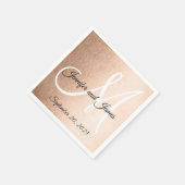 Imitats Rose Gold Elegante Monogram-Namen Hochzeit Serviette (Ecke)